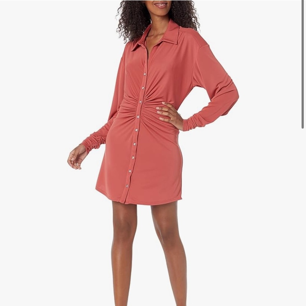 cinq a sept Coral Button-Front Mini Dress